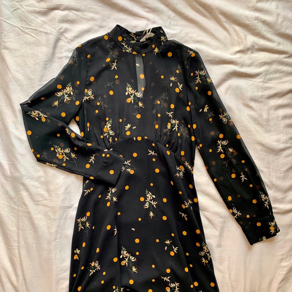 Zara Black and Orange Floral Dress